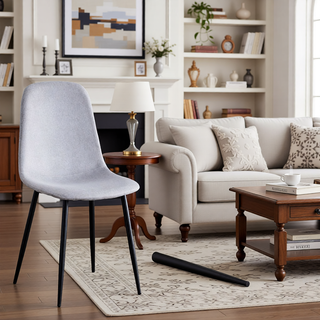 Sunvega Set of 4 Suede Backrest Chairs with Walnut Transfer Legs for Modern Homes