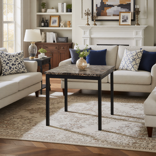Sunvega 4-Piece Metal Frame Dining Chairs with Dark Brown Faux Leather Upholstery