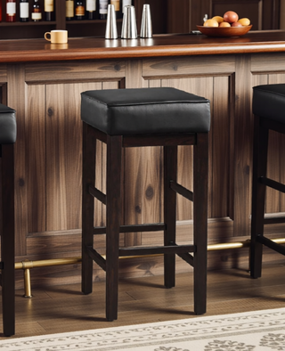 Sunvega Antique Gray Finish Solid Wood Frame Counter Height Stools Set of 2