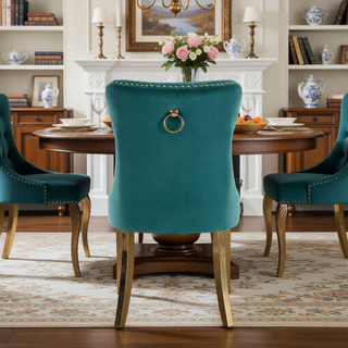 Sunvega Modern High-end Tufted Velvet Upholstered Dining Chair with Chrome Legs and Nailhead Trim