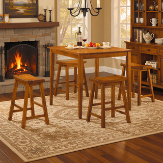 Sunvega Black Finish Bar Height Solid Wood Saddle Seat Stools Set of 2