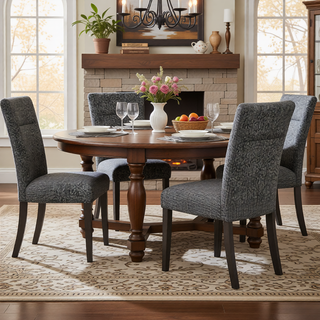 Sunvega Contemporary Faux Leather Dining Chairs with Solid Back 2PK Set