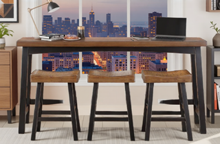 Sunvega 4-Piece Counter Height Dining Set with Table and 3 Stools in White and Coffee