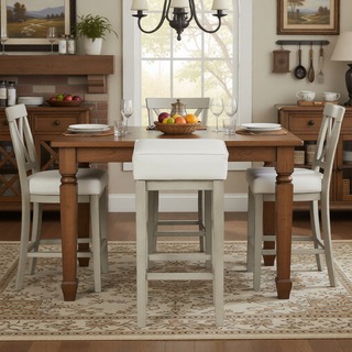 Sunvega Antique Gray Finish Solid Wood Frame Counter Height Stools Set of 2