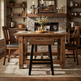 Sunvega 4-Piece Counter Height Dining Set with Table and 3 Stools in White and Coffee