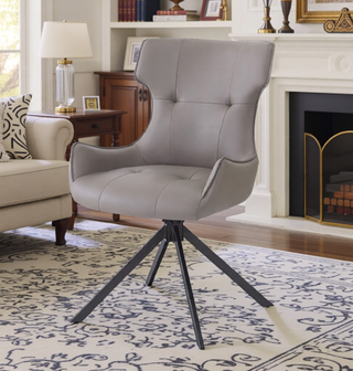 Sunvega Brown Chenille Swivel Side Chair with Padded Seat and Back Cushion