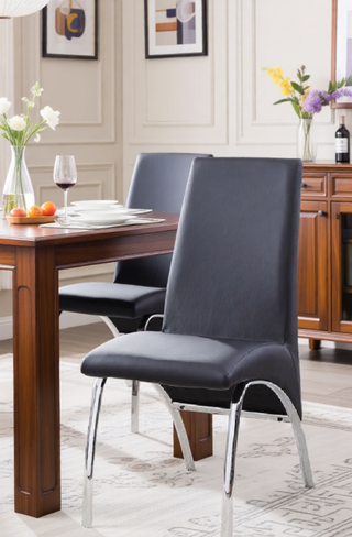 Sunvega PU Leather High Back Armless Dining Chair with Chrome Finish Metal Legs