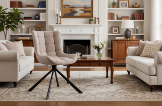 Sunvega Mid-Century Modern Tufted Diamond Pattern Upholstered Swivel Dining Chair