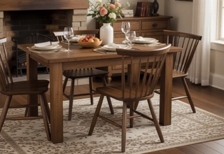 Sunvega Mid-Century Modern Dining Chairs with Spindle Back and Shaker Legs