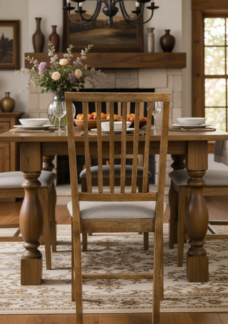 Sunvega Beige Linen Upholstered Dining Chairs with Weathered Espresso Wooden Legs Set of 2