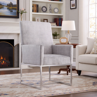Sunvega Modern Open Industrial Design Velvet Upholstered Dining Chair for Living Room