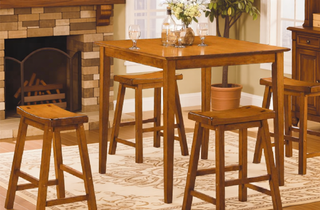 Sunvega Black Finish Bar Height Solid Wood Saddle Seat Stools Set of 2
