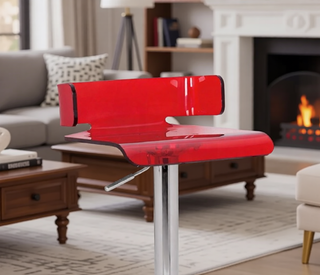 Sunvega Modern Acrylic and Chrome Bar Stool with Swivel Seat and Footrest