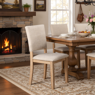 Sunvega Transitional Natural Tone Rubberwood Dining Table with Trestle Base