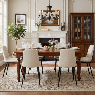 Sunvega 63-inch Modern Dining Table with Wooden Tabletop and Iron Legs for 6-8 People