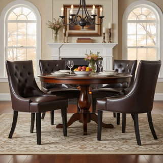 Sunvega Contemporary Upholstered Dining Chairs with Tufted Diamond Stitch and Wood Legs