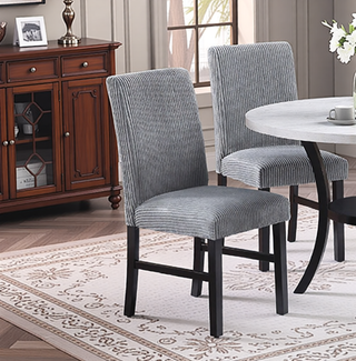 Sunvega Modern Dark Gray Corduroy Upholstered Dining Chairs Set of 2