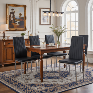 Sunvega Golden Legs and Black Seat Comfortable Durable Dining Chair Set of 4