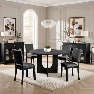 Sunvega Transitional Natural Tone Rubberwood Dining Table with Trestle Base