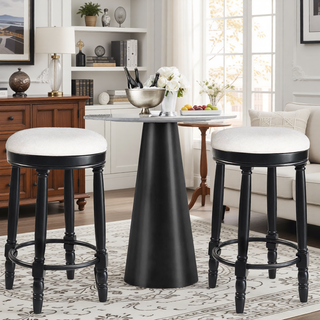 Sunvega 360 Degree Swivel Wooden Bar Stool with Upholstered Seat for Dining and Living Room