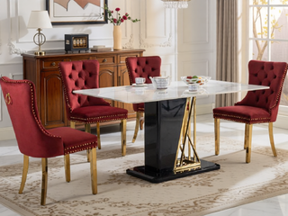 Sunvega Modern High-end Tufted Velvet Upholstered Dining Chair with Chrome Legs and Nailhead Trim