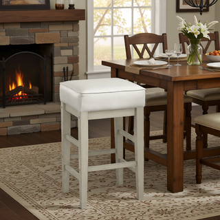 Sunvega Antique Gray Finish Solid Wood Frame Counter Height Stools Set of 2