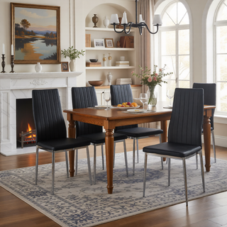 Sunvega Golden Legs and Black Seat Comfortable Durable Dining Chair Set of 4