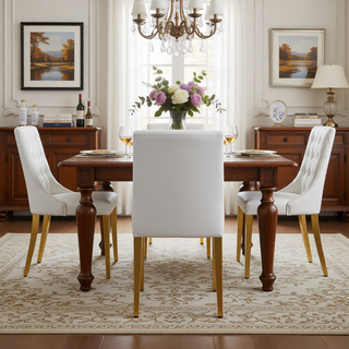 Sunvega Black Leather Chairs with Chrome Legs for Modern Minimalist Home Dining Set