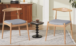 Sunvega Set of 2 Rubberwood Dining Chairs with Ergonomic Backrest and Plush Comfort Cushions