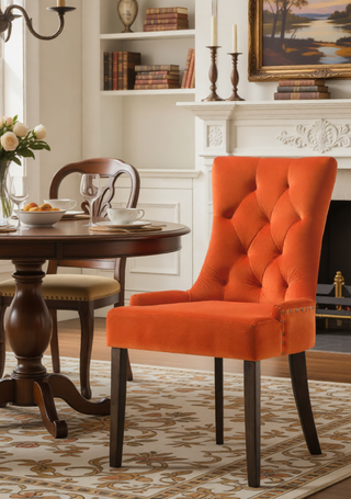 Sunvega Two-Tone Beige Fabric Side Chair with Reclaimed Gray Finish and Nailhead Trim