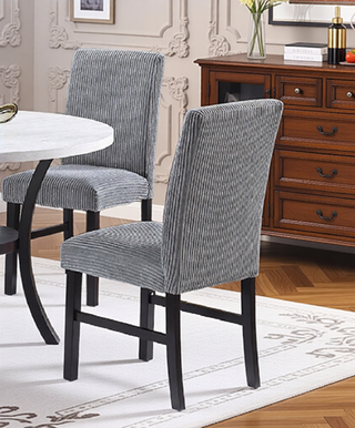 Sunvega Modern Dark Gray Corduroy Upholstered Dining Chairs Set of 2