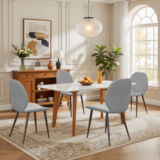Sunvega Upholstered Dining Chairs with Soft Suede-Style Fabric and Metal Legs Set of 4