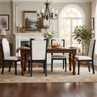Sunvega Upholstered Dining Chairs Set of 4 with High Back Tufted Detail and Nailhead Trim