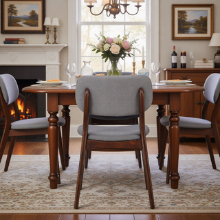 Sunvega Mid-Century Upholstered Dining Chairs with Rubberwood Frame in Walnut and Charcoal