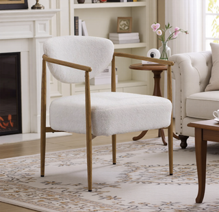 Sunvega Beige PU Leather Soft and Comfortable Chair with Metal Frame for Living Room