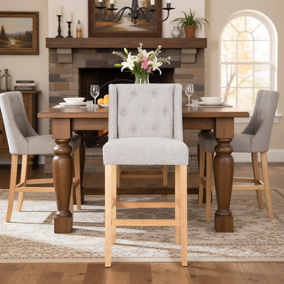 Sunvega Vienna Contemporary Wingback Counter Stools with Button Tufted Backrest and Nailhead Accents