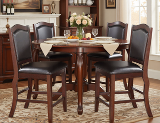 Sunvega Contemporary Espresso Finish Solid Wood Counter Height Dining Table with Shelve