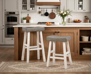 Sunvega 4-Piece Counter Height Dining Set with Table and 3 Stools in White and Coffee
