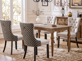 Sunvega High Back Velvet Dining Chairs with Tufted Upholstery and Nailhead Trim