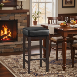 Sunvega Antique Gray Finish Solid Wood Frame Counter Height Stools Set of 2