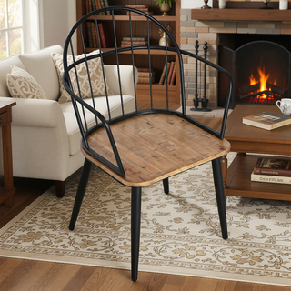 Sunvega Brown Upholstered Dining Chair with Metal Legs and PU Leather Seat