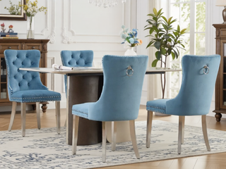 Sunvega Modern High-end Tufted Velvet Upholstered Dining Chair with Chrome Legs and Nailhead Trim