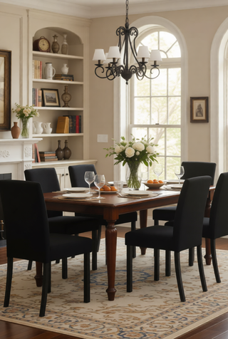 Sunvega Contemporary Style Gray Fabric Upholstered Dining Chairs with Brown Finish Legs