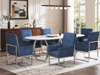 Sunvega Modern Open Industrial Design Velvet Upholstered Dining Chair for Living Room
