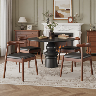 Sunvega Mid-Century Modern Dining Chairs Set of 2 with Solid Oak Frame and Handwoven Seat