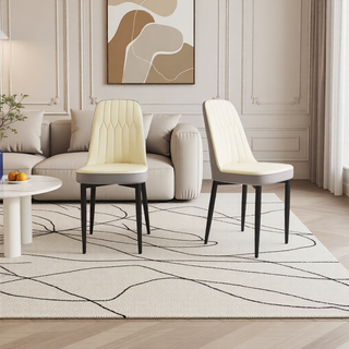 Sunvega Modern PU Leather Dining Chairs with Thick Soft Cushions and Black Metal Legs
