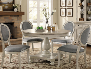 Sunvega Transitional Rustic Oak and Beige Side Chairs Set with Padded Fabric Seats