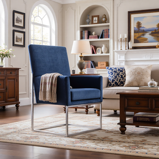 Sunvega Modern Open Industrial Design Velvet Upholstered Dining Chair for Living Room