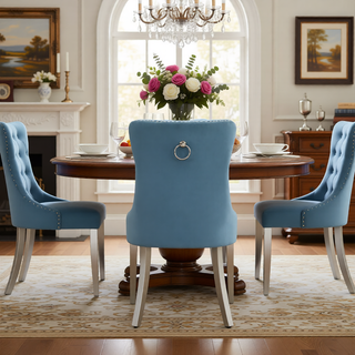 Sunvega Modern High-end Tufted Velvet Upholstered Dining Chair with Chrome Legs and Nailhead Trim