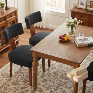 Sunvega Set of 2 Linen Fabric Modern Armless Dining Chairs With Curved Backrest